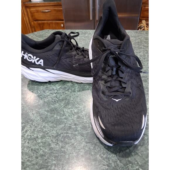 Hoka One Clifton 8 Black White Running Jogging Shoes Mens Size 13 D Sneakers EUC main image 6